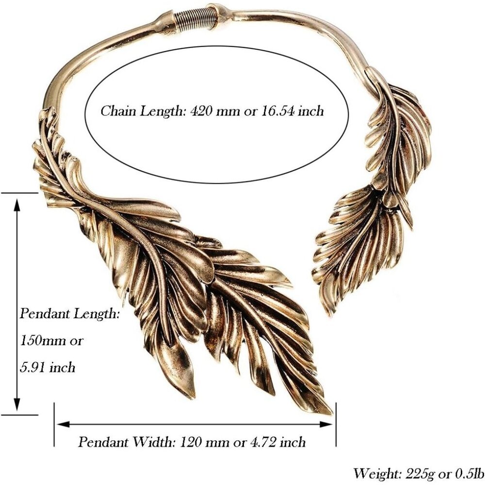 Women's Gold Alloy Statement Collar Bib Necklace Fringe Canine Shape - Picture 4 of 5
